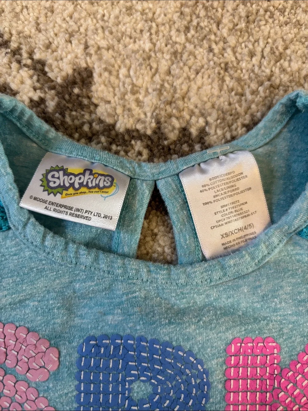 Shopkins Teal Girls' One-Piece with Pink & Yellow Graphics